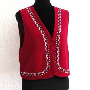Diane Von Furstenberg, Red Vest, 100% silk, with embroidered detail